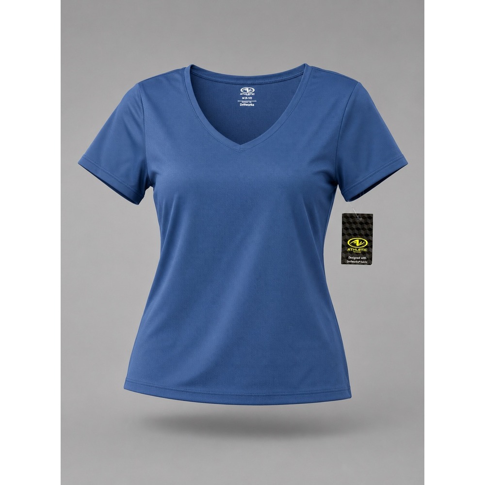 🍁Athletic Works Womens DriWorks V-Neck Active Tee London Blue Medium